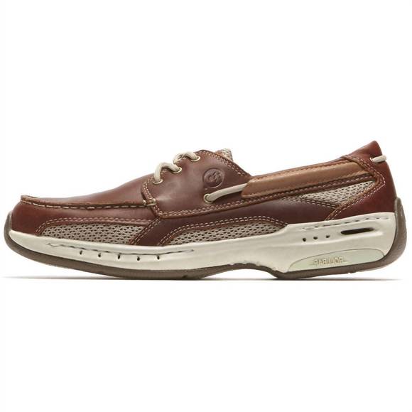 NEW ROCKPORT men\'s captain boat shoe in brown
